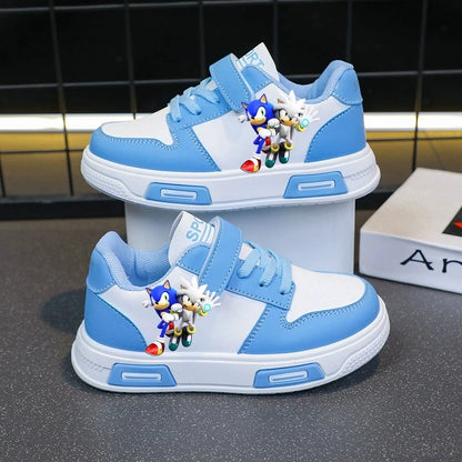 Sonic Fashion Sport Shoes PU Leather Sneakers Soft-soled Student Sneakers Tennis Shoes