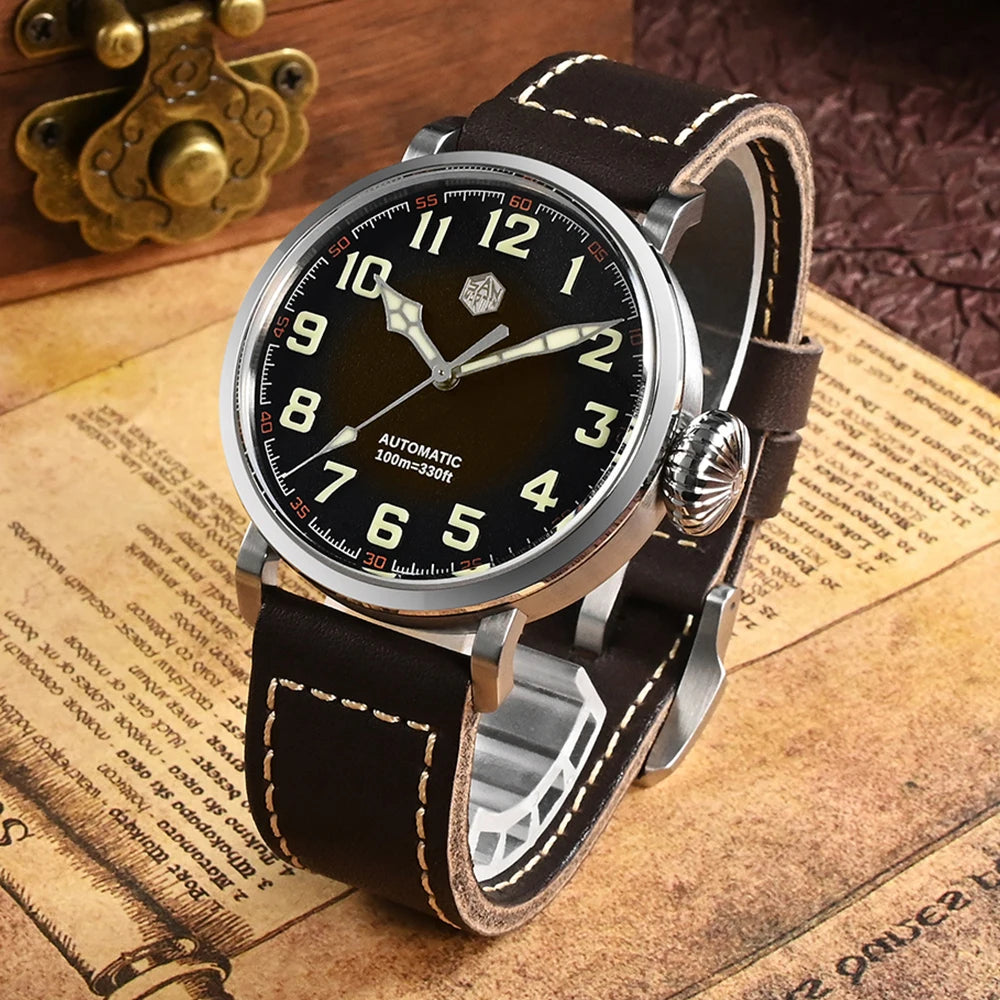 San Martin Fashion Men's Watch 40mm Pilot Automatic Mechanical YN55 PT5000 SW200 Stainless Steel Luminous Waterproof 100m