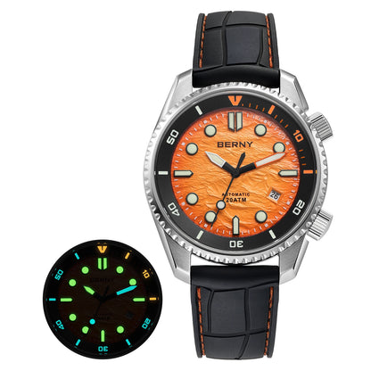 BERNY Diver Automatic Watches Men's Luxury Sapphire 316L Stainless Steel Mechanical Watch 42MM 200M Waterproof Diving Men Watch