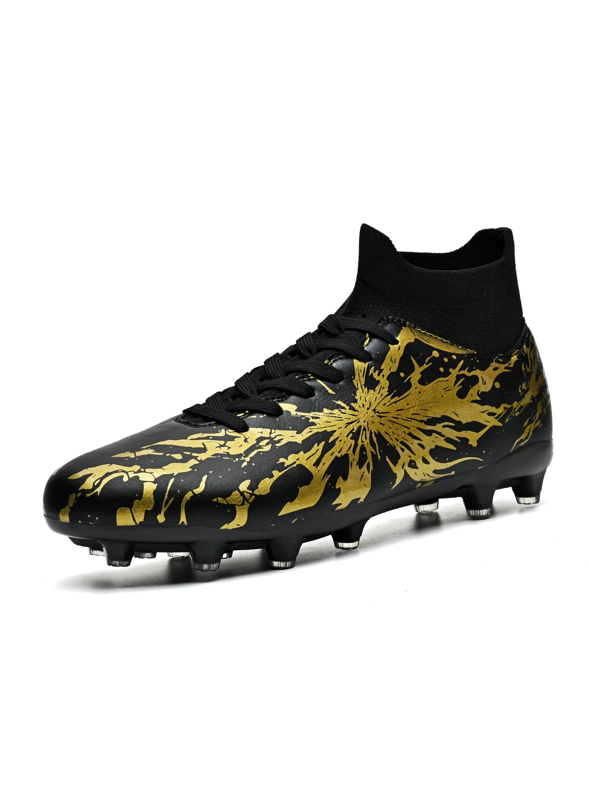 Chaussures de football FG pour hommes adultes, crampons pour terrain ferme, semelle respirante en PU résistante à l'usure pour l'entraînement et la compétition de football sur pelouse en plein air