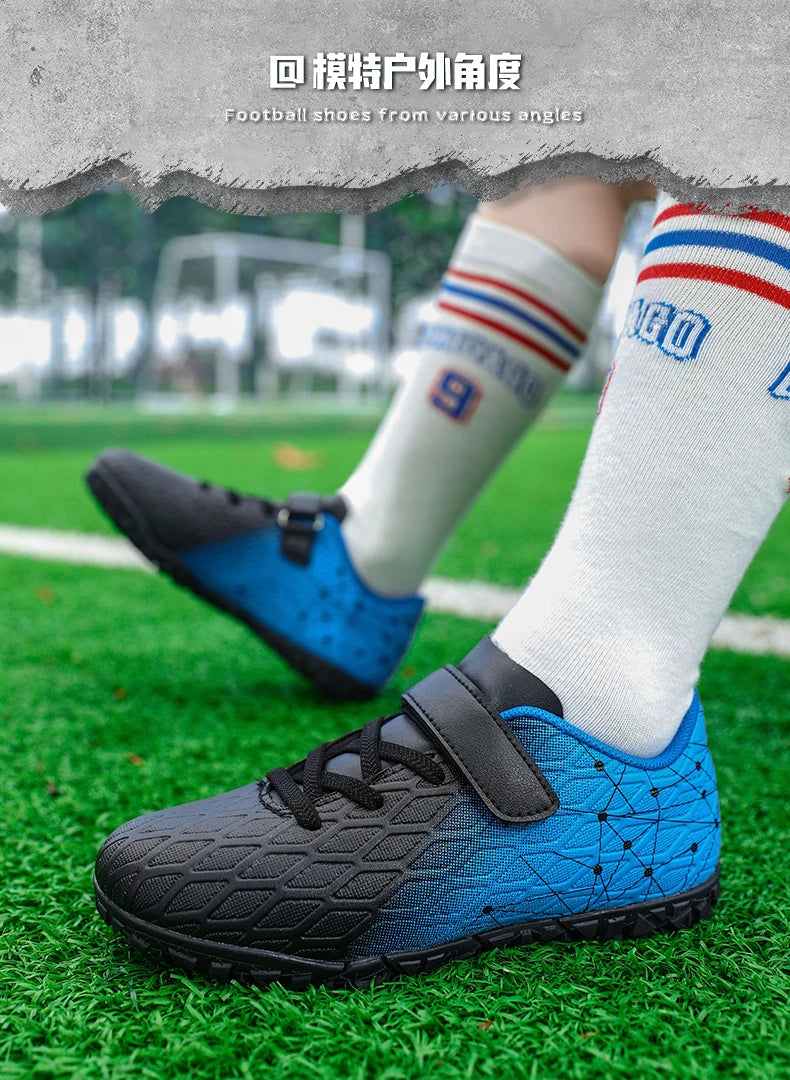 Vyriški futbolo bateliai, mergaičių futbolo bateliai su spygliais, lauko rungtynėms ir treniruotėms skirti sportiniai futbolo bateliai su ilgais spygliais, patogūs, kvėpuojantys, berniukams, neslystantys