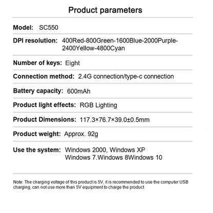 AULA SC550 Gaming-Maus 2.4G kabellose Makro-Maus RGB-Hintergrundbeleuchtung ergonomisches Design E-Sports-Maus PC-Zubehör