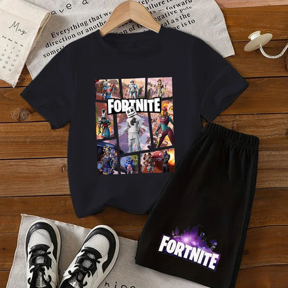 Fortnite T-shirt and Shorts for Boys and Girls Tee Pants Set Summer 2pcs Children Clothing Tops T-shirts Fortnite Print Tees Gift