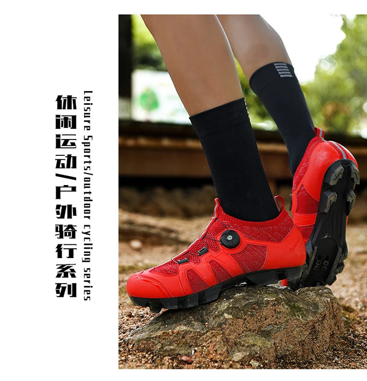 Pantofi de mountain bike pentru bărbați, pantofi de ciclism cu cataramă rapidă, compatibili cu pedalele cu sistem SPD, pentru interior și exterior, pantofi MTB pentru femei