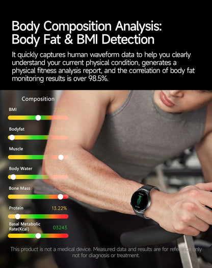 2026 AI Health Smartwatch ECG + PPG, Blood Pressure, Uric Acid & Body Fat Monitoring, AMOLED Display & Bluetooth Calling