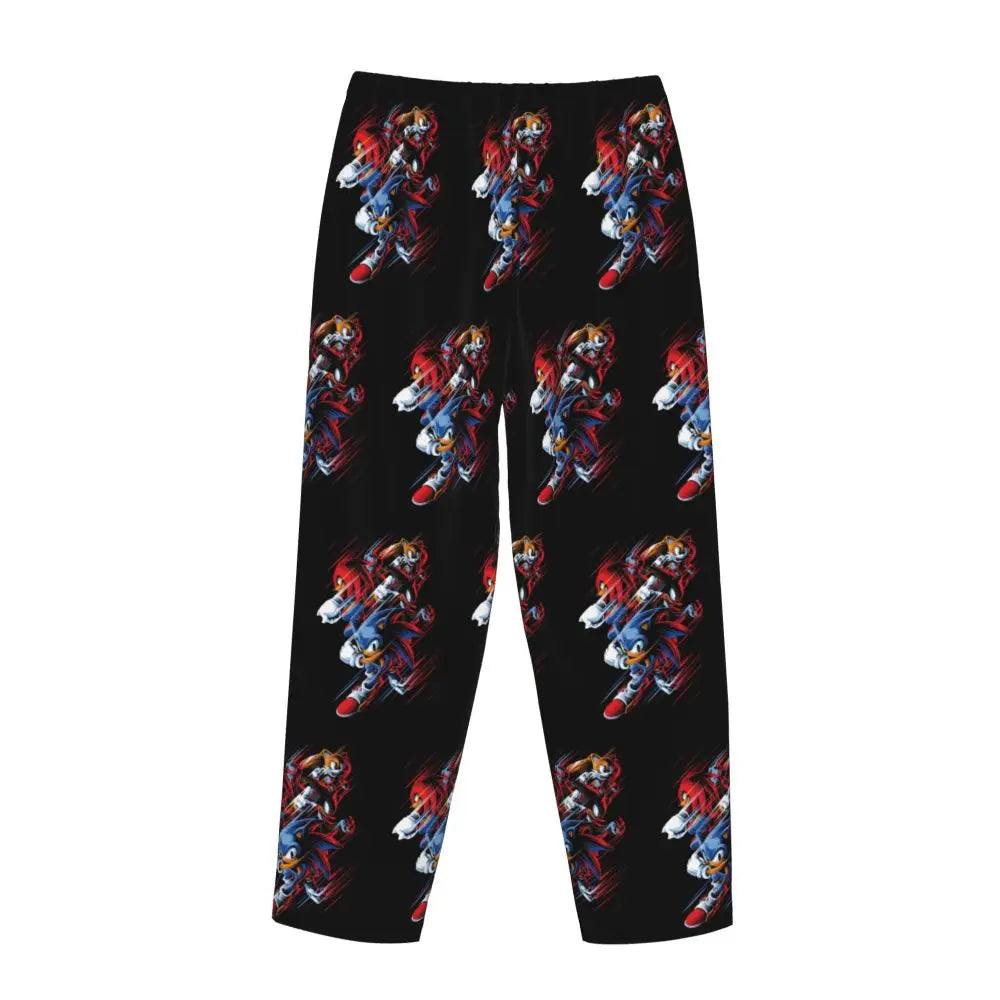 Custom Women Soniced Pajama Pants Printed Hedgehog Game Sleep Sleepwear Bottoms with Pockets