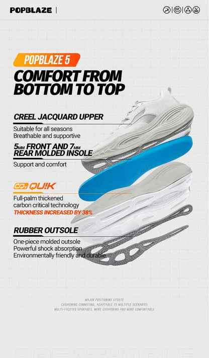361 Degrees PopBlaze 5 Chaussures de course pour homme - Nouvelles semelles épaisses amortissantes, respirantes et antidérapantes - Baskets de jogging d'extérieur pour homme 672532212