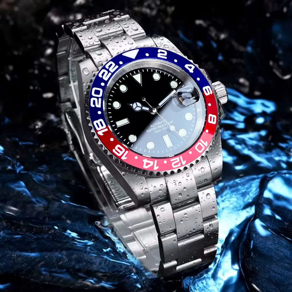 Orologio da uomo automatico 200m impermeabile Miyota8215, orologio subacqueo 40mm con movimento meccanico, luminoso, cinturino Jubilee e fibbia Glide Lock