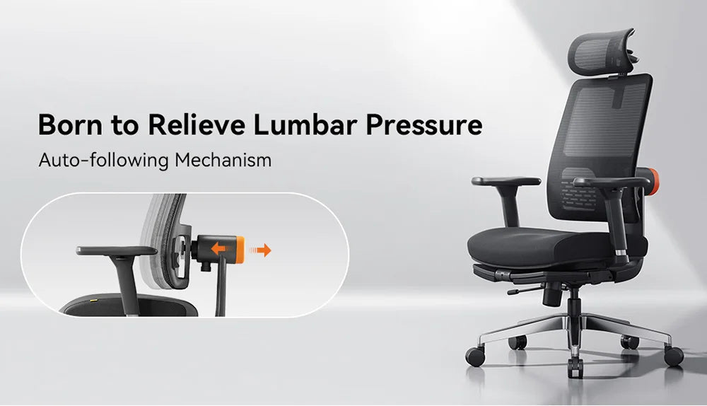 NEWTRAL MagicH-BPro Ergonomic Chair with Footrest, Auto-Following Backrest Headrest, Adaptive Lower Back Support, WFH & Leisure
