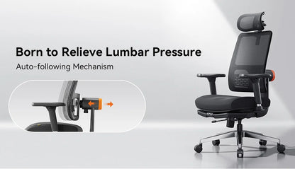 NEWTRAL MagicH-BPro Ergonomic Chair with Footrest, Auto-Following Backrest Headrest, Adaptive Lower Back Support, WFH & Leisure