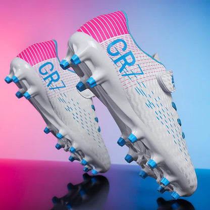 Nouvelles chaussures de football montantes à crampons longs pour adolescents et étudiants, adaptées aux garçons et aux filles, élégantes, durables et tendance