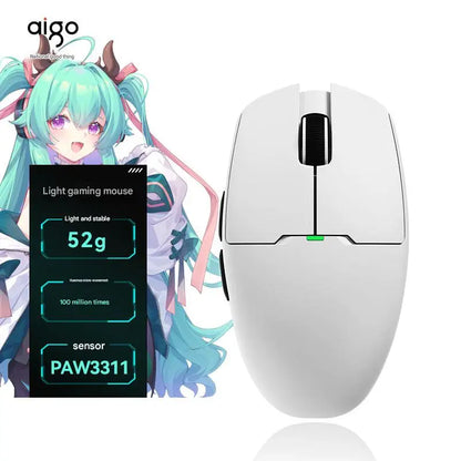 Aigo GM80 PLUS PRO bezdrátová myš Bluetooth PAW3311/PAW3395, lehká 1000HZ kabelová herní e-sportovní myš se třemi režimy, dárek