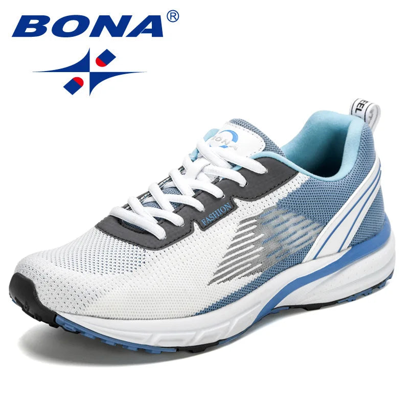 BONA – Pantofi sport pentru bărbați, model popular, cu parte superioară din plasă țesută, pentru alergare, jogging și plimbare, cu șireturi