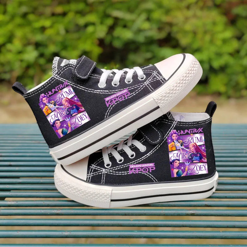 Chaussures en toile pour enfants Rumi Mira Zoey, chaussures pour filles, chaussures de sport, baskets à motifs, chaussures pour enfants, chaussures de tennis à tige haute, chaussures de ville.