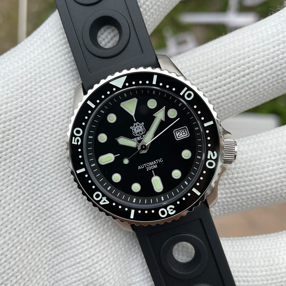 Mechanical Watch for Men STEELDIVE SD1973 Japan NH35 Automatic Movement Ceramic Bezel 200M Waterproof Classic Dive Small Abalone