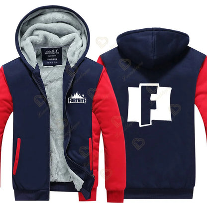 New Arrival Fortnite Men Cool Sweatshirt Battle Game Coat Winter Thick Fleece Warm Zipper Harajuku Hoodie Streetwear