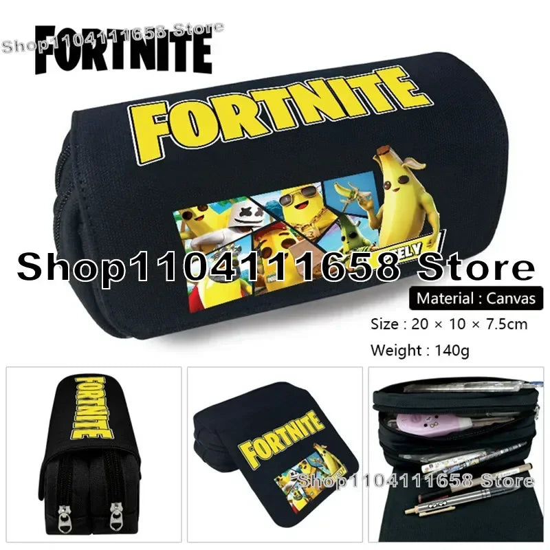 Fortnite Large Capacity Waterproof Velcro Pencil Case, Student Black Estuche Stationery School Pennenzak Supplies