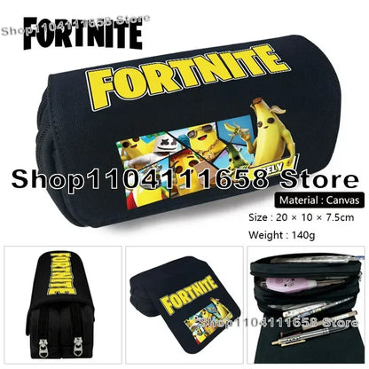 Fortnite Large Capacity Waterproof Velcro Pencil Case, Student Black Estuche Stationery School Pennenzak Supplies
