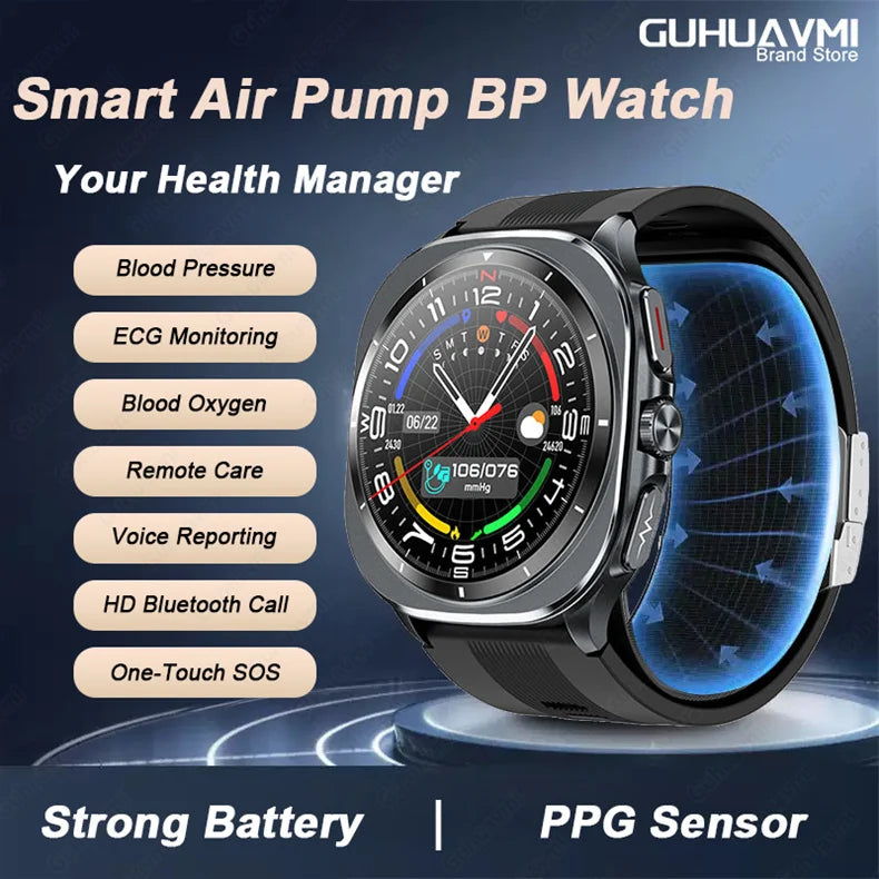 2026 New Health track Smartwatch Air Pump Airbag True Blood Pressure Health Measure Smart Watch Men Women Blood oxygen BT Call