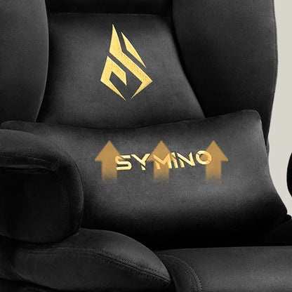Symino Gaming Chair Faux Suede Office Chair with Footstool, Ergonomic Height Adjustable Swivel Chair, Comfortable Executive Chair for Gaming & Office