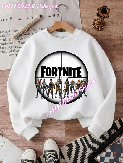 New Fortnite Kids Sweatshirts Cartoon Game Character Printed Hoodie Autumn Casual Children Tops Winter Baby Boys Clothing