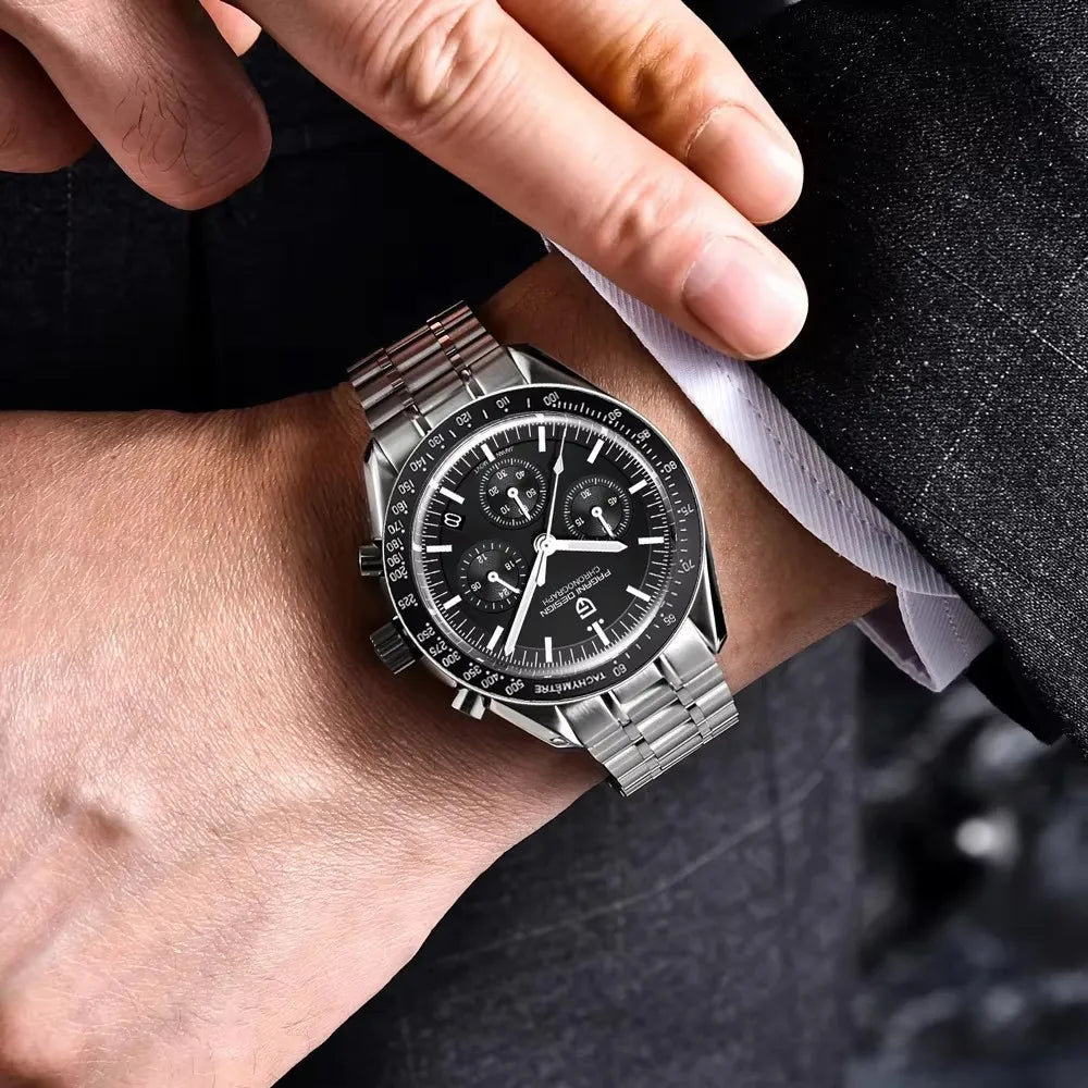 Ura PAGANI DESIGN Moon – luksuzni kvarčni kronograf za moške, športni stil, safirno steklo z antirefleksno obdelavo, svetleči zaslon