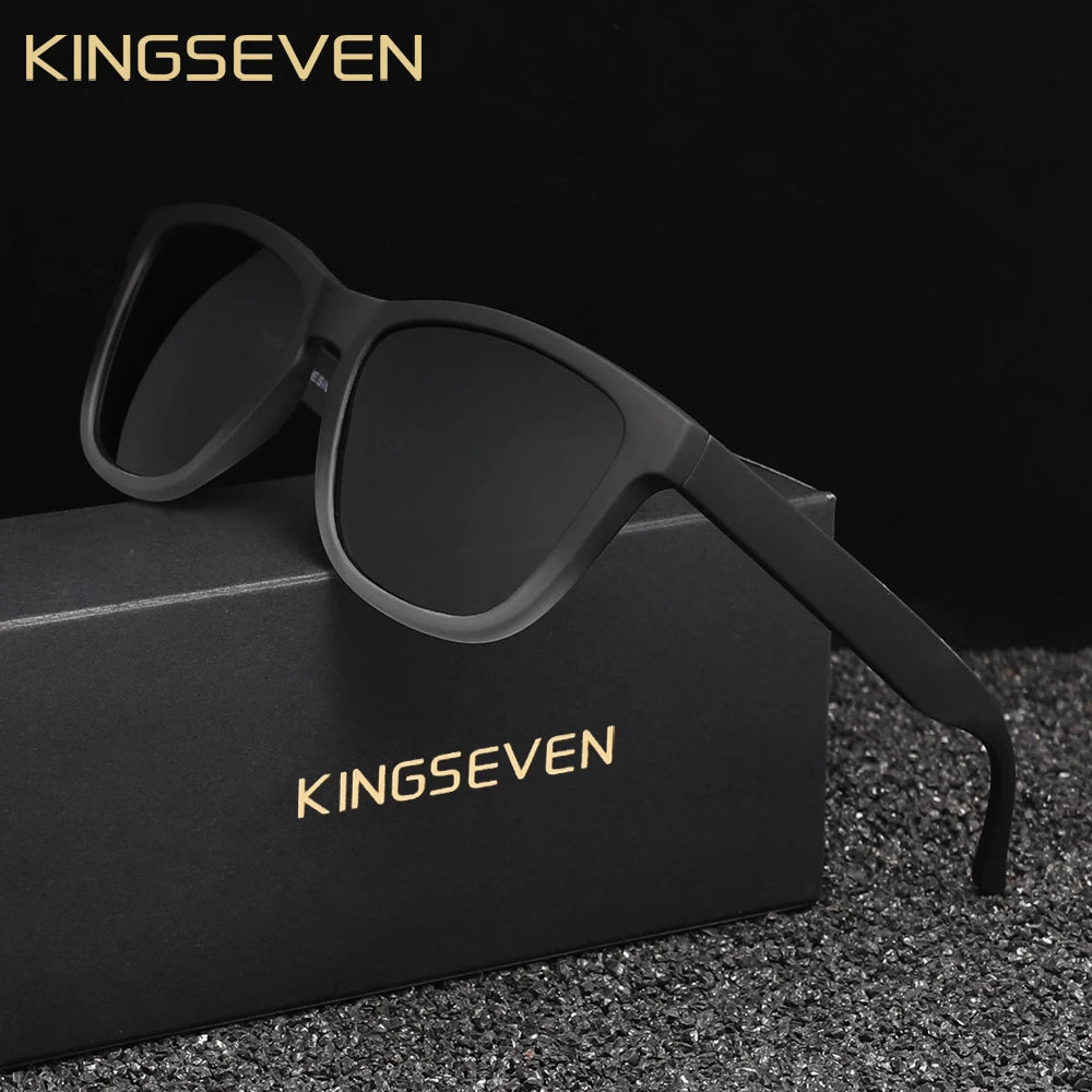 KNGSEVEN Trendy Round Sunglasses Men Women Causal Polarized Anti-UV400 Glasses Outdoor Causal Black Frame Driving Eyewear