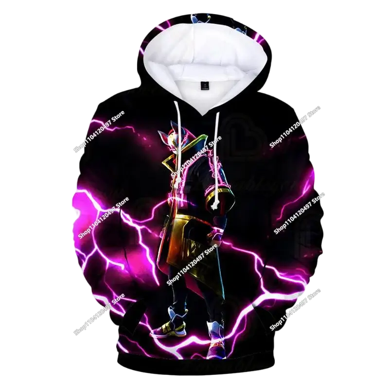 Суитшъри с качулка за момчета и момичета Fortnite, детски пуловер с 3D принт, суитшъри Battle Royale за мъже, есенна модна детска дреха
