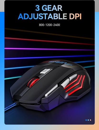 G6 kabelgebundene USB-Gaming-Maus mit 7 Tasten, Scrollrad, 5500DPI einstellbarem optischem Sensor und ergonomischem E-Sport-Design für Laptop, PC, Xiaomi