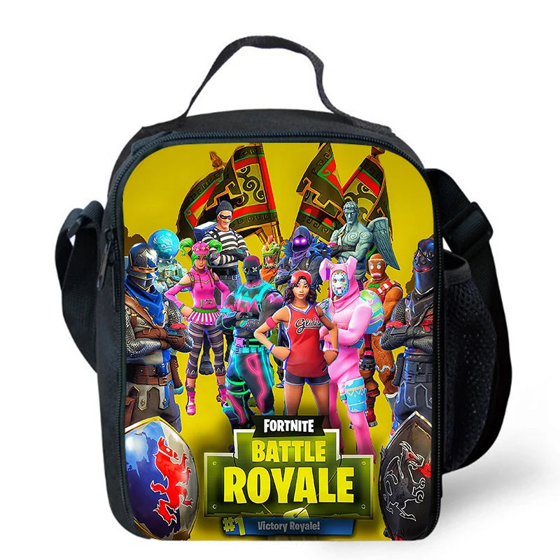 Risankasta torba za kosilo Fortnite, prenosna izolirana torba za kosilo, večkratno uporabna torba za shranjevanje hrane, primerna za otroke in študente.