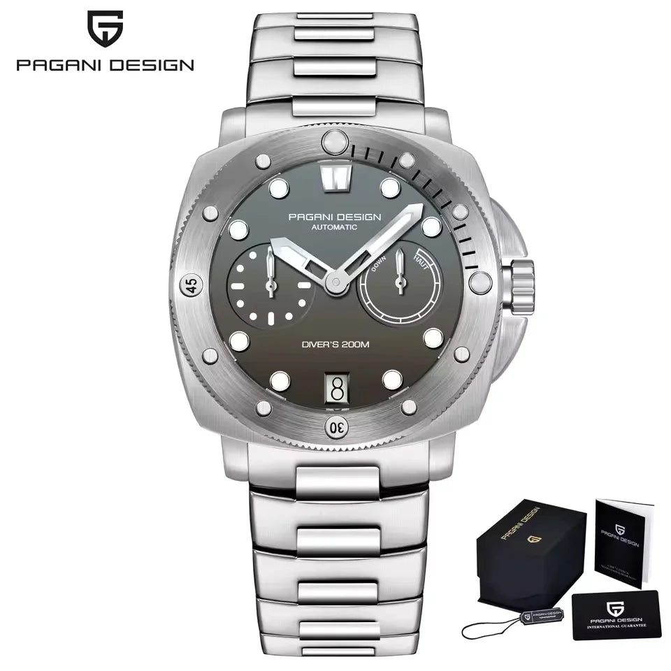 PAGANI DESIGN Men's Watches New Diver Automatic Mechanical Watch Sapphire Stainless Steel Sport 20 Bar Clock