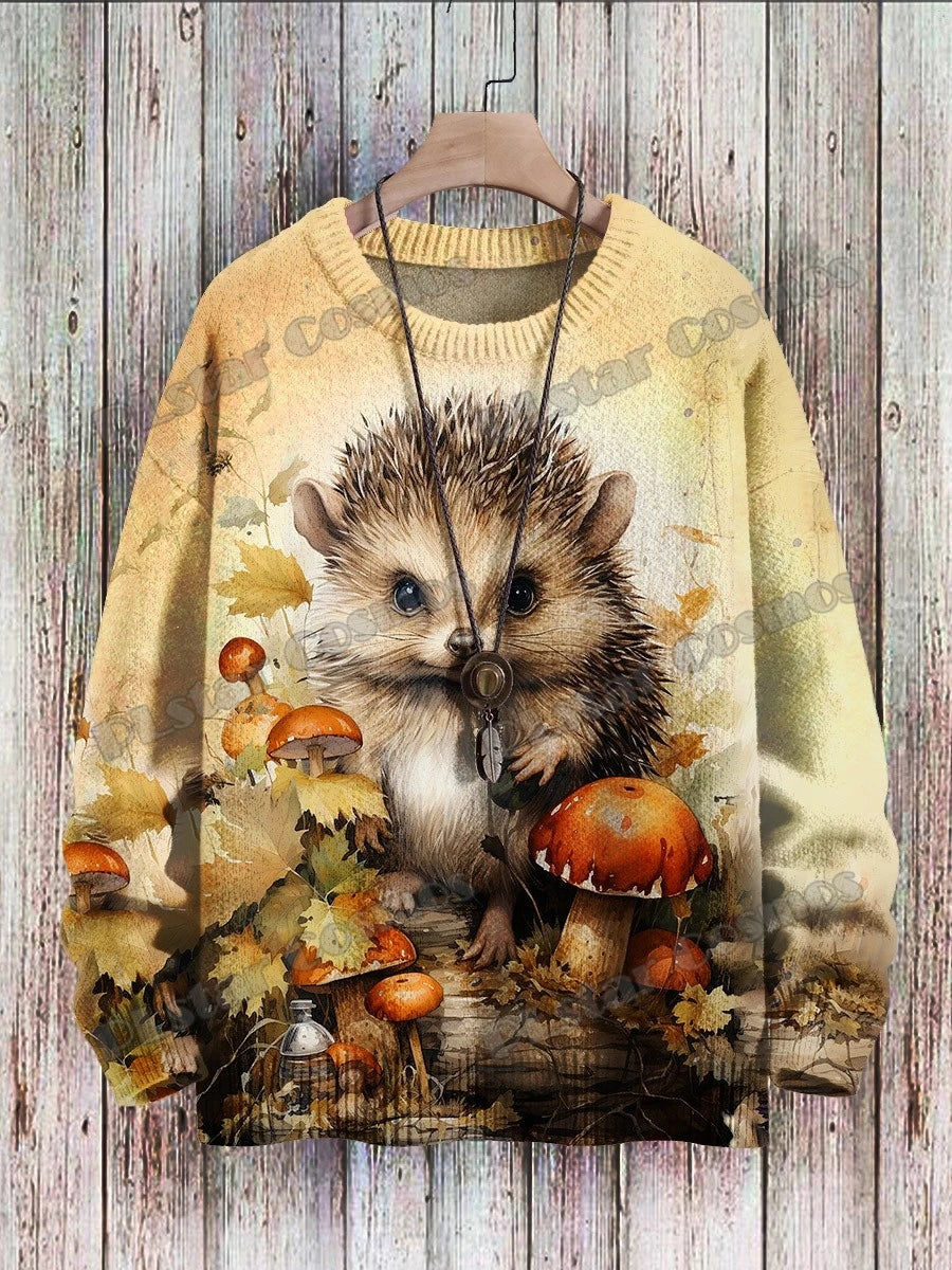 PLstar Cosmos Retro Dragon & Deer Art Pattern 3D Printed Mens Knitted Pullover Winter Unisex Casual Knit Pullover Sweater ZZM118