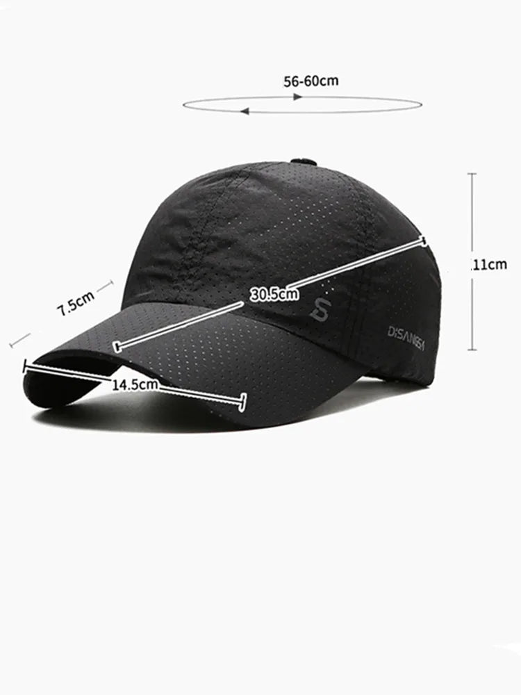 Men Women Mesh Moisture-Waging Quick Dry Baseball Cap Male Summer Female Originality Adjustable Breathable Sun Visor Fishing Hat