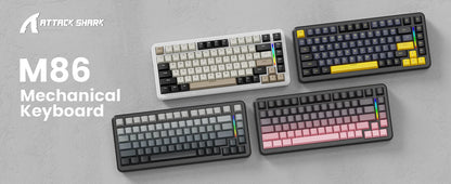 ATTACK SHARK M86 Wireless Mechanical Gaming Keyboard, 75% Gasket Hot Swappable RGB Mechanical Keyboard with Side-Printed PBT Keycaps, Tri-Mode Custom Gaming Keyboard