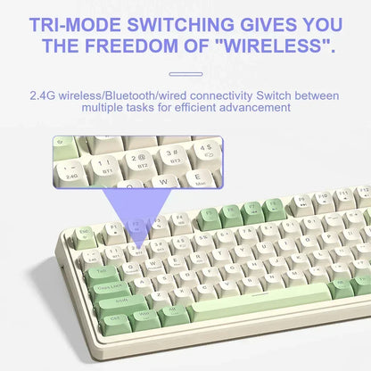 AULA S99 Keyboard 3-Mode Wireless Bluetooth Wired RGB Ergonomic 99Key Typing Mute Gaming Keyboard Custom PC Accessories Gifts