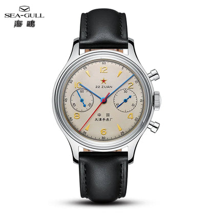 Seagull 1963 International Edition Men's Mechanical Watch Chronograph Pilot Manual Winding Watch ST1901 Black Leather Strap Hot