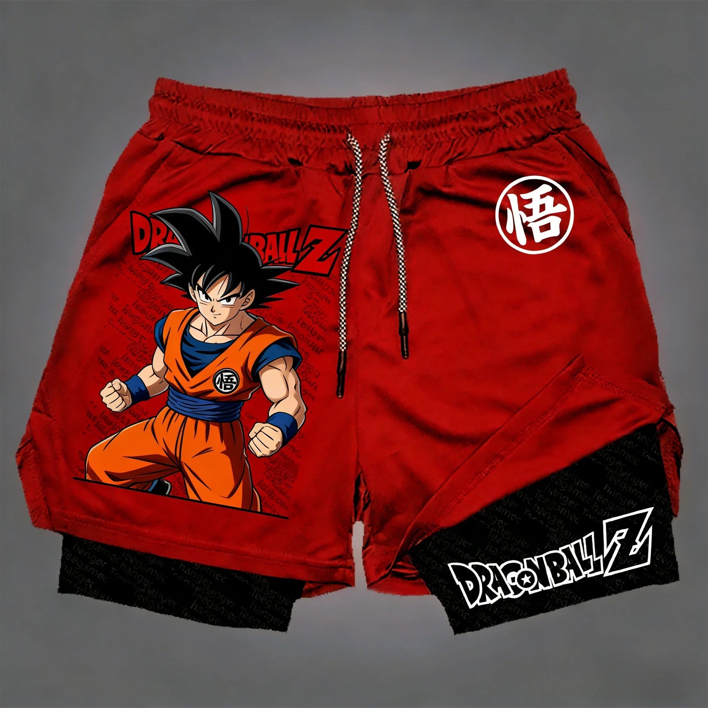 Summer Dragon Ball New Anime Men's and Women's Double-layer Shorts for Sports Combat Training, Breathable Quick Drying Loose Fit