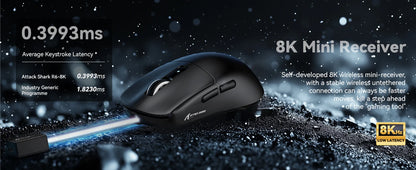 Attack Shark R6 leichte kabellose Gaming-Maus, Computermaus mit PAW 3950Max-Sensor, Nordic 52480 und 8KHz Polling