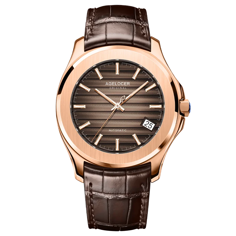 AGELOCER Original Baikal Watch Men's Luxury Gold Watch Big Calendar Business Automatic Mechanical Watch Birthday Gift