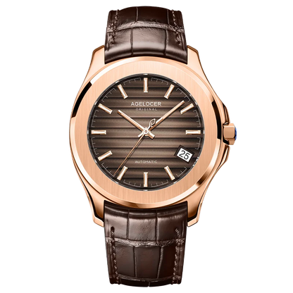 AGELOCER Original Baikal Watch Men's Luxury Gold Watch Big Calendar Business Automatic Mechanical Watch Birthday Gift