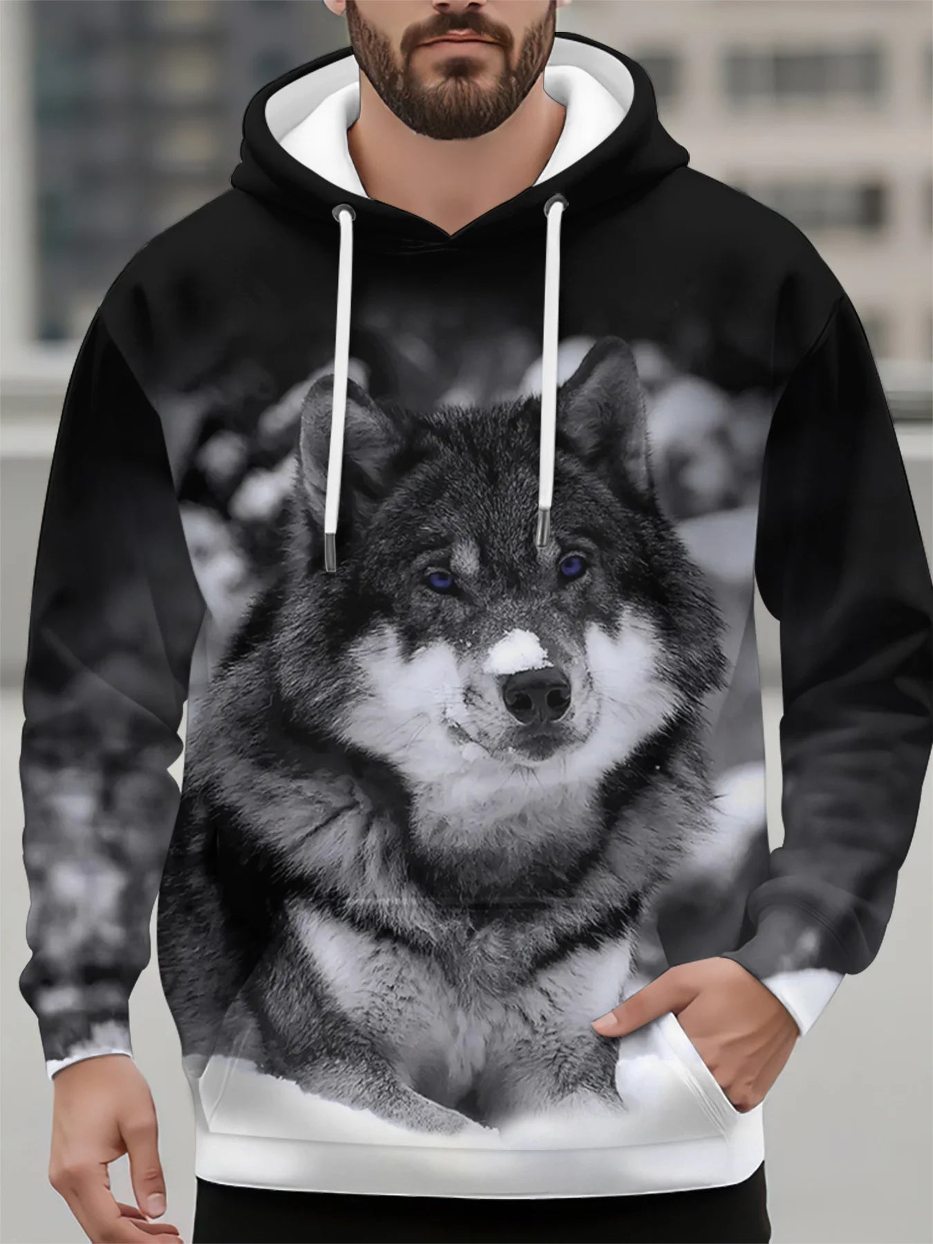 Fashion Animal Men's Hoodie Wolf 3D Print Fall Sweatshirt Hoodie Street Casual Sweatshirt Y2K Men's Oversized Unisex Clothing