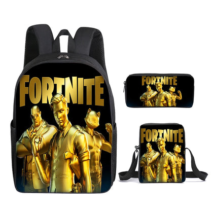 3pcs/set Fortnite Game Backpack Anime Cartoon Large Capacity Student School Bags Pencil Bag Kawaii Lunch Bag Birthday Gifts