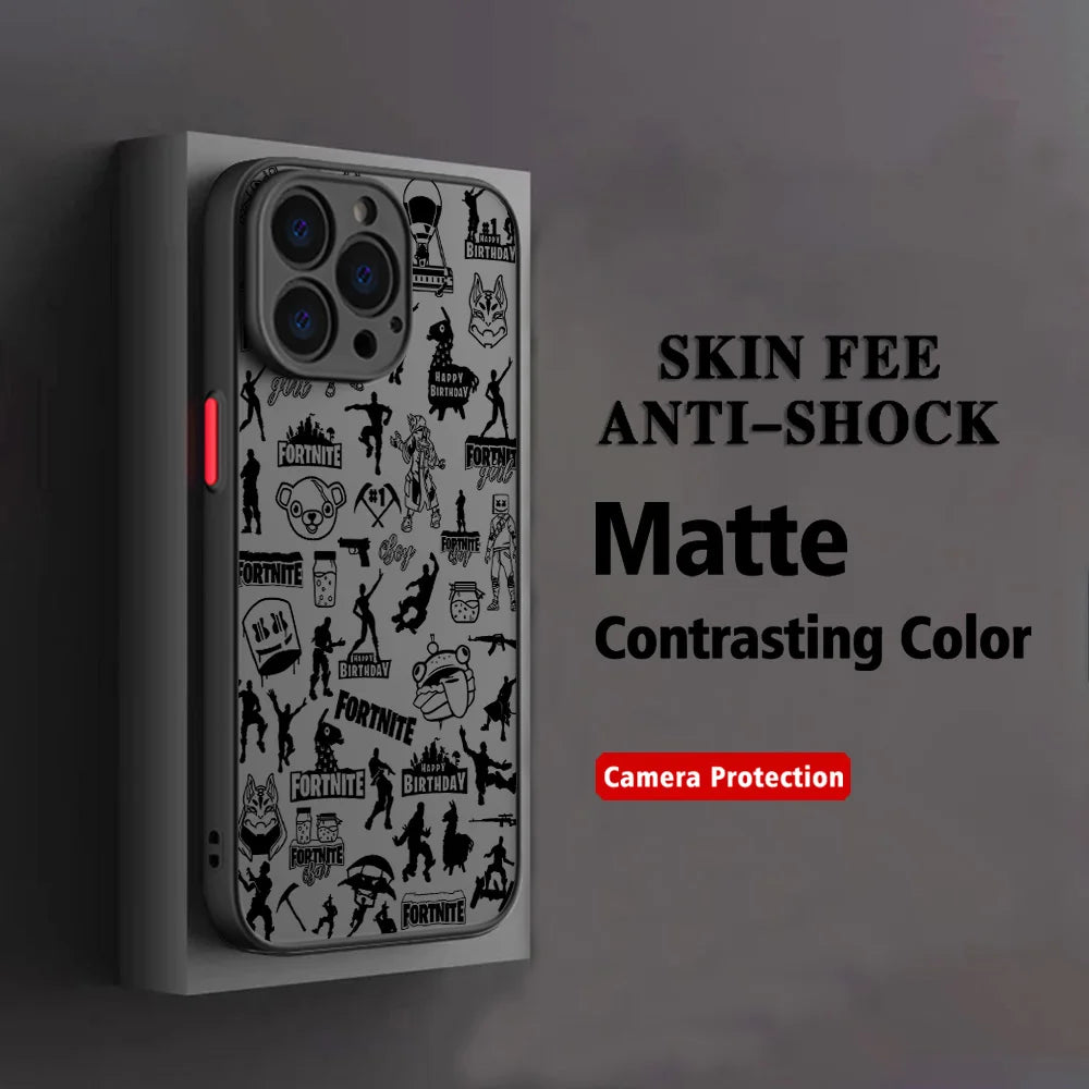Capa para Telemóvel Hot Game F-Fortnites para Xiaomi Redmi Note 14 13 12 12S 11 11S 10 10S 9T 9S 8 7 Pro Plus 4G 5G, Tampa Traseira Transparente Mate