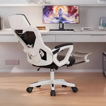 Chaise de bureau ergonomique pivotante à roulettes pour atelier, chaise de gamer relaxante, chaise de bureau à roulettes pour anime