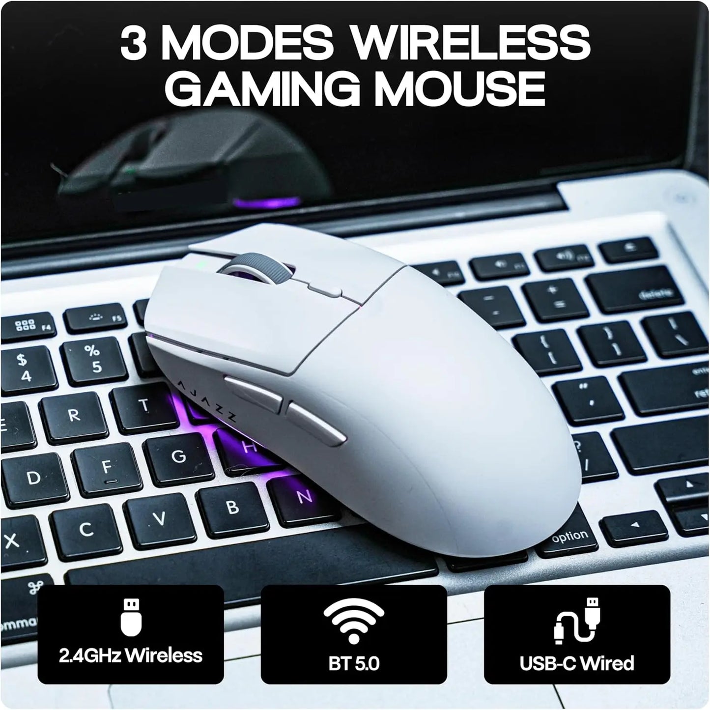 AJAZZ AJ139 V2 PRO Wireless Gaming Mouse, PAW3395/PAW3311 Sensor, 26000 DPI Bluetooth & 2.4GHz Wireless Gaming Mouse for PC, Laptop & Esports