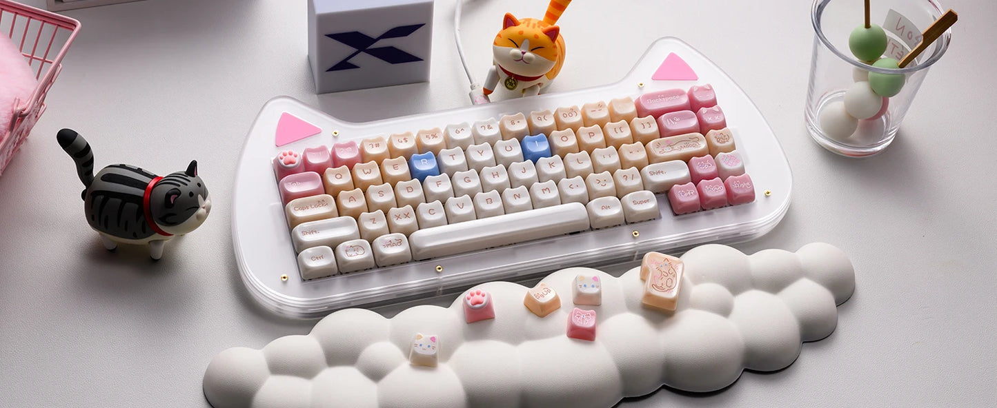 XVX 148 Keys Cat Theme Keycaps MAO Profile Key Cap Korean Glossy Cute Keycap for Keyboard 61 64 68 78 87 96 98 104 108