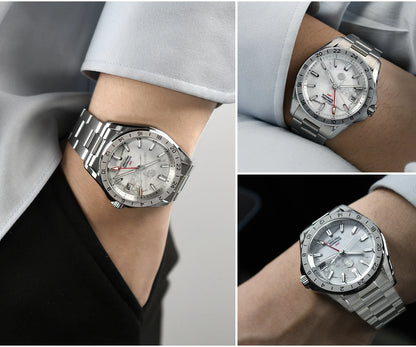 San Martin 39mm Aventurine Gemstone Dial Luxury Men's Watch NH34 GMT Automatic Mechanical Sapphire Waterproof Luminous SN0129