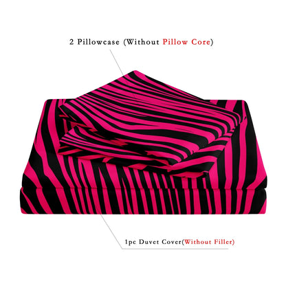 3pcs Bedding Set Rose Red Zebra Print Leopard Print Digital Print Duvet Cover Set,,Digital Print,Using A Family Hotel Dormitor