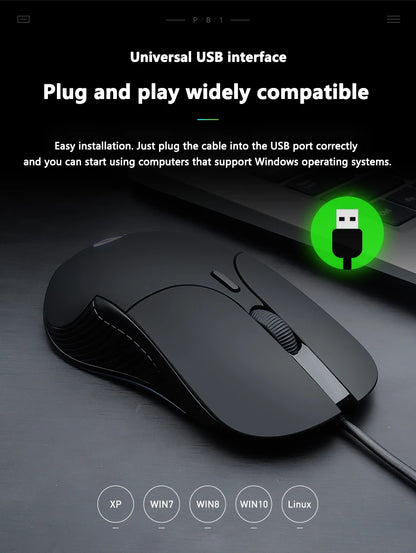INPHIC B1 USB Wired Mouse, Silent Office Gaming Mouse for PC and Laptops