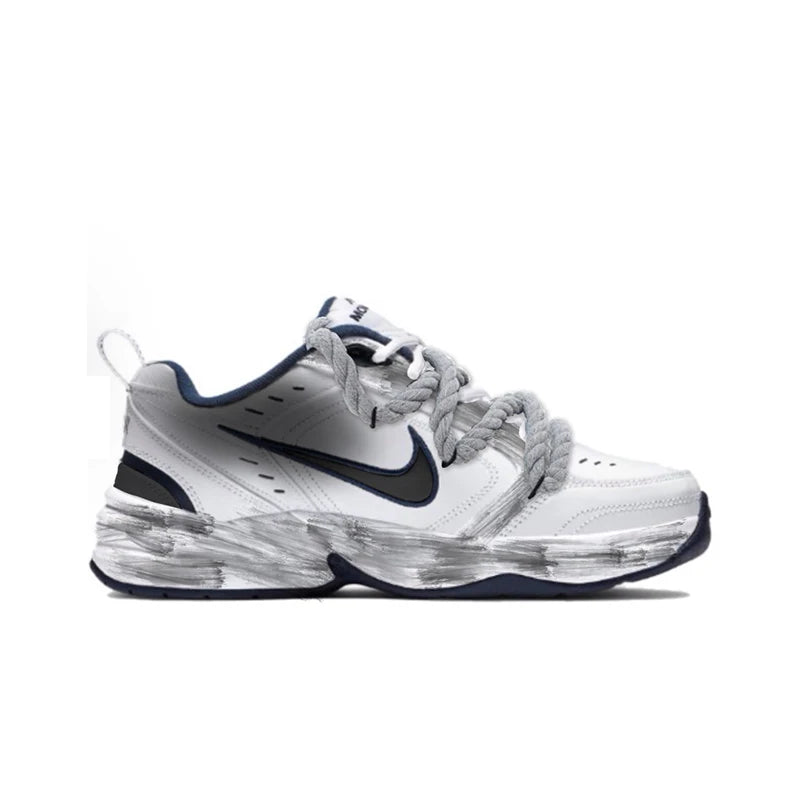 Personalizované tenisky Nike Air Monarch 4 s dekonstruovaným designem ve stylu rozstříknutého inkoustu, protiskluzové, odolné proti opotřebení, nízké unisex běžecké boty
